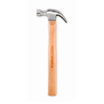 Classic carpenter’s hammer with wooden handle and steel head wood colour view with print area