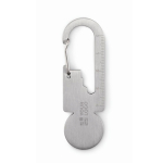 Shopping trolley keyring with multi-function tools silver colour view with print area