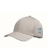 Cotton cap with adjustable steel buckle closure, 280 g/m2 silver colour view with print area