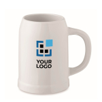 Beer stein designed for sublimation printing, 500 ml white colour view with print area