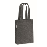 Small RPET felt bag with gusset and short handles dark grey colour