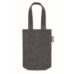 Small RPET felt bag with gusset and short handles dark grey colour third view