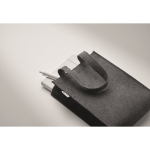 Small RPET felt bag with gusset and short handles dark grey colour fifth photographic view