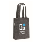 Small RPET felt bag with gusset and short handles dark grey colour view with print area