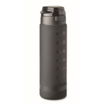 Leak-proof RPET bottle with water intake schedule, 1L black colour