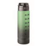 Leak-proof RPET bottle with water intake schedule, 1L green colour