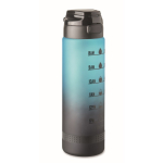 Leak-proof RPET bottle with water intake schedule, 1L turquoise colour