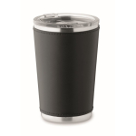 Stainless steel tumbler with removable faux leather sleeve, 350 ml black colour