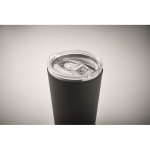 Stainless steel tumbler with removable faux leather sleeve, 350 ml black colour third photographic view