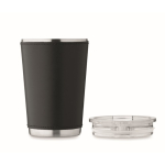 Stainless steel tumbler with removable faux leather sleeve, 350 ml black colour fifth view