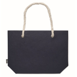 RPET felt beach bag with natural-coloured cord handles blue colour fourth view