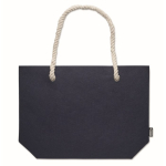 RPET felt beach bag with natural-coloured cord handles blue colour fifth view