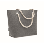 RPET felt beach bag with natural-coloured cord handles grey colour