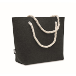 RPET felt beach bag with natural-coloured cord handles dark grey colour