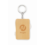 Keyring with charging cables encased in bamboo housing wood colour third main view