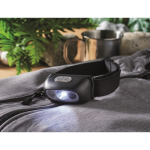 Adjustable rechargeable head torch with 3 lighting modes black colour ambient view