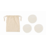 Bag with 3 reusable and washable facial cleansing pads beige colour fifth view