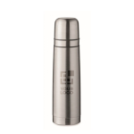 Recycled stainless steel thermos with two cups in the lid, 750 ml matt silver colour view with print area