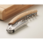 Stainless steel multi-tool knife with bamboo casing wood colour third photographic view