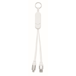 Keyring and phone stand with 26 cm charging cables white colour