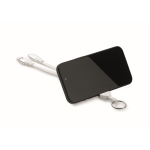 Keyring and phone stand with 26 cm charging cables white colour third view