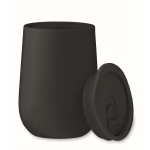 Double-walled travel cup with sliding lid closure black colour second view