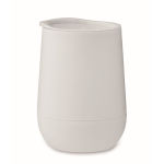 Double-walled travel cup with sliding lid closure white colour