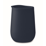 Double-walled travel cup with sliding lid closure navy-blue colour