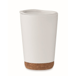 Double-walled travel cup with cork detail at the base, 300 ml white colour