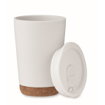 Double-walled travel cup with cork detail at the base, 300 ml white colour second view