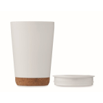 Double-walled travel cup with cork detail at the base, 300 ml white colour fifth view