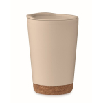 Double-walled travel cup with cork detail at the base, 300 ml beige colour