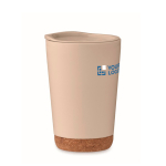 Double-walled travel cup with cork detail at the base, 300 ml beige colour view with print area