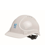 Work helmet with adjustable headband, 52–62cm white colour view with print area