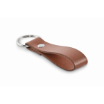 Keyring with synthetic leather strap in classic colours brown colour