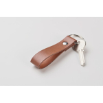 Keyring with synthetic leather strap in classic colours brown colour second photographic view