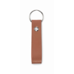 Keyring with synthetic leather strap in classic colours brown colour third view