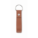 Keyring with synthetic leather strap in classic colours brown colour fourth view