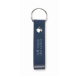 Keyring with synthetic leather strap in classic colours navy-blue colour view with print area