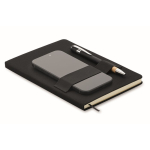 Notebook and pen with elastic phone holder and lined pages, A5 black colour second view