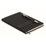 Notebook and pen with elastic phone holder and lined pages, A5 black colour sixth view