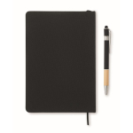 Notebook and pen with elastic phone holder and lined pages, A5 black colour seventh view