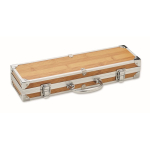 Wood-look case with 3 barbecue utensils wood colour second view