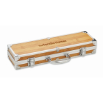 Wood-look case with 3 barbecue utensils wood colour second main view