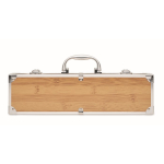 Wood-look case with 3 barbecue utensils wood colour sixth view