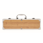 Wood-look case with 3 barbecue utensils wood colour seventh view