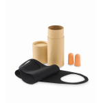 Cylindrical travel case with eye mask and earplugs beige colour