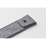 RPET felt pencil case with button closure for 2 pens grey colour fourth photographic view