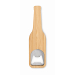 Magnetic bamboo bottle opener in the shape of a beer bottle wood colour