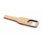 Magnetic bamboo bottle opener in the shape of a beer bottle wood colour second view